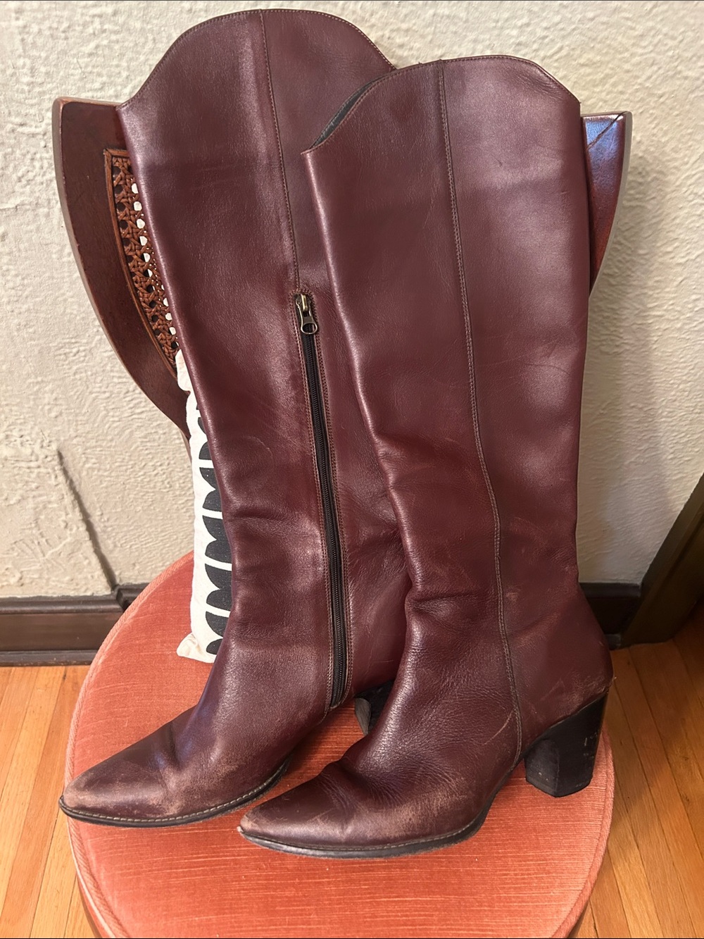 Rachel Comey Women's Tall Leather Zip Boots in Burgundy